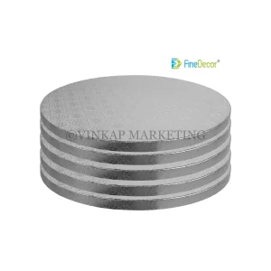FINEDECOR CAKE DRUM ROUND SET SILVER - 12 x 5Pcs - FD2811
